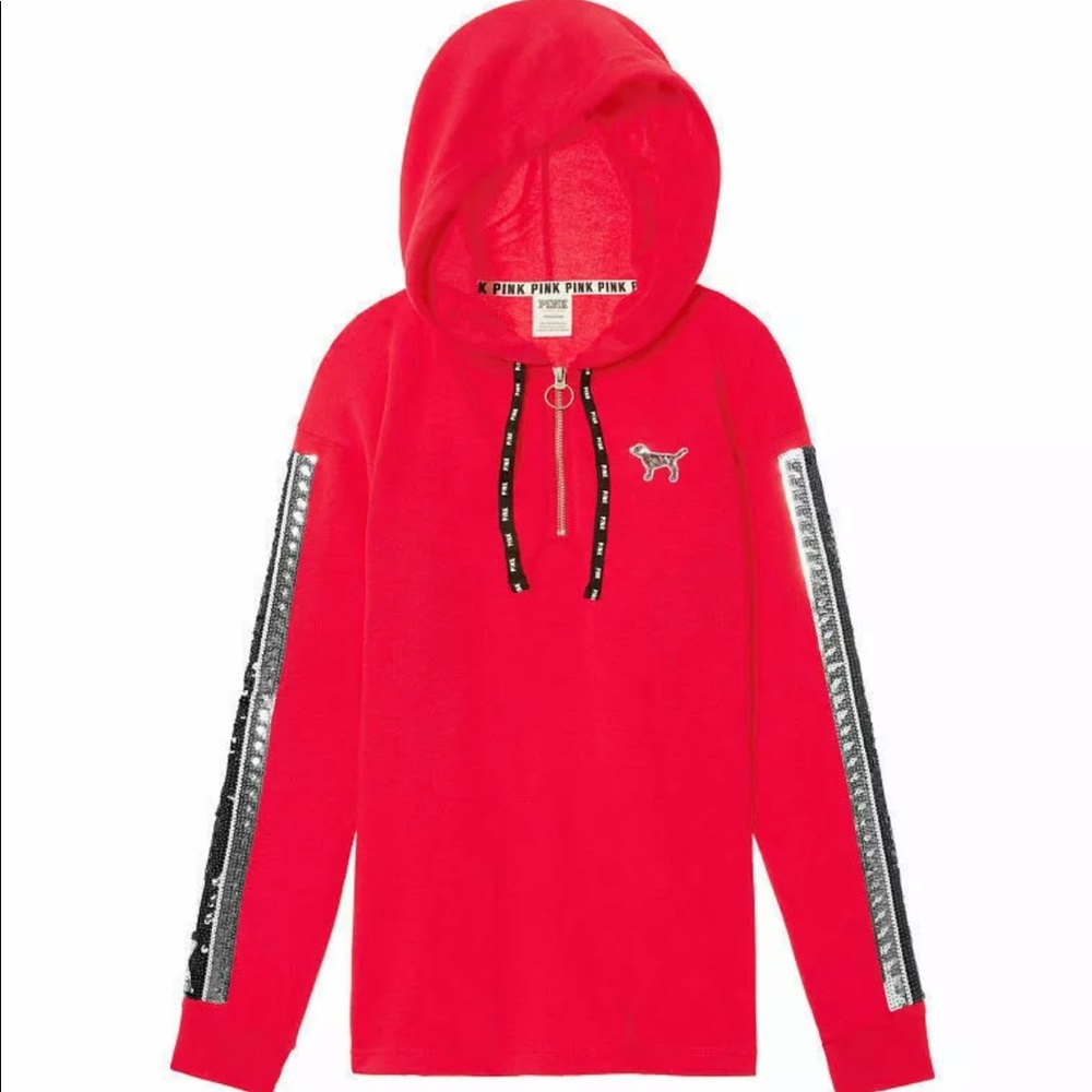 VS PINK BLING SEQUIN PERFECT TUNIC HOODIE PULLOVER - Picture 2 of 14